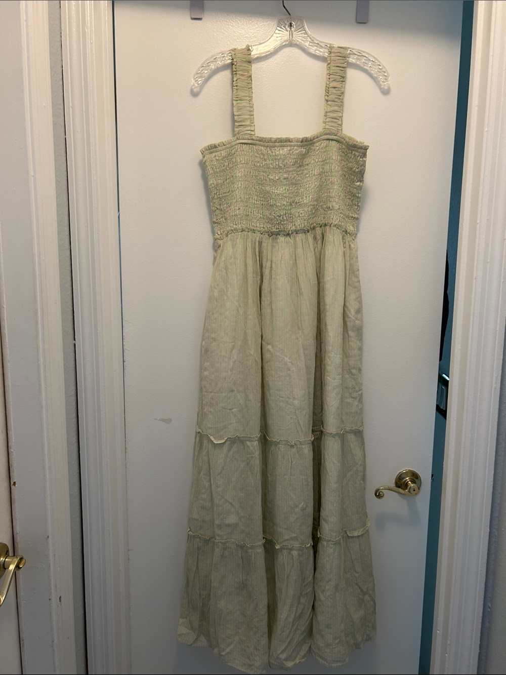 Lilly Pulitzer Pale Green Smocked Strap Maxi Dress
